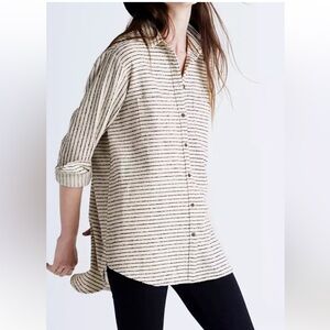 Madewell Flannel Oversized Ex-Boyfriend Shirt in Mick Stripe Size L